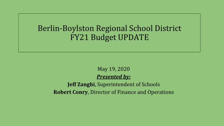 berlin boylston regional school district fy21 budget