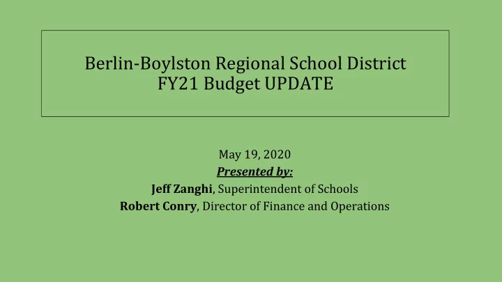berlin boylston regional school district fy21 budget