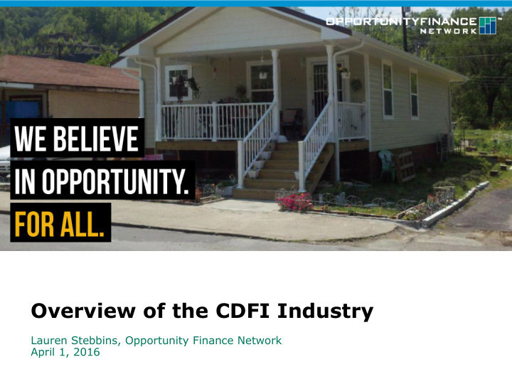 overview of the cdfi industry