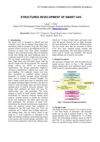 STRUCTURES DEVELOPMENT OF SMART UAV J. Lee 1* , J. Kim 1 1 Smart UAV Development Center, Korea