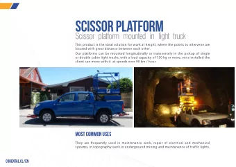 Scissor platform  Scissor platform mounted in light truck  This product is the ideal solution for