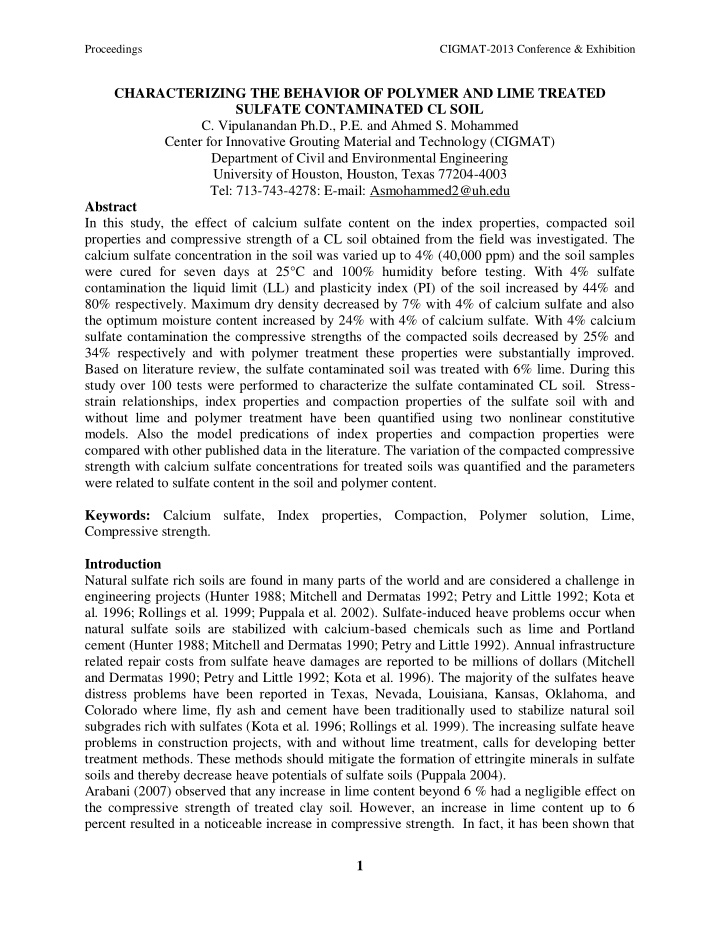 characterizing the behavior of polymer and lime treated