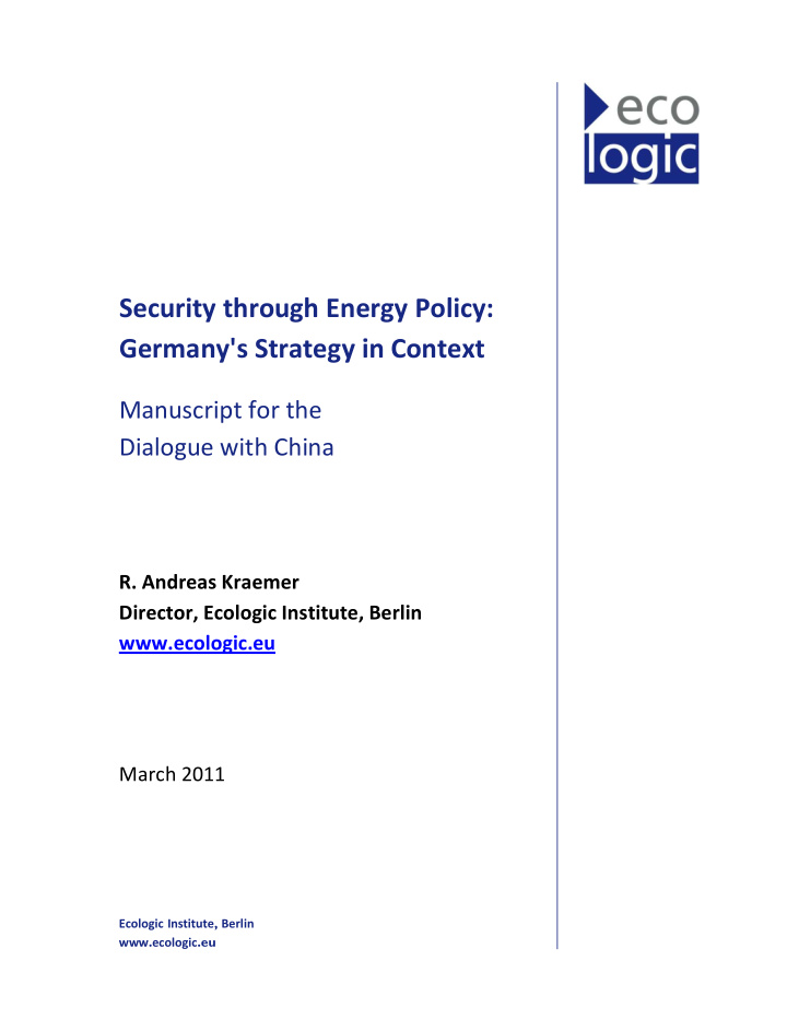 security through energy policy germany s strategy in