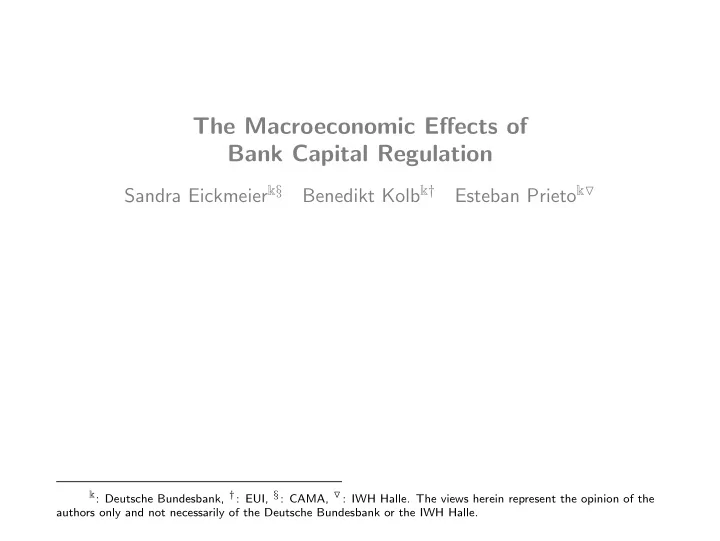the macroeconomic effects of bank capital regulation