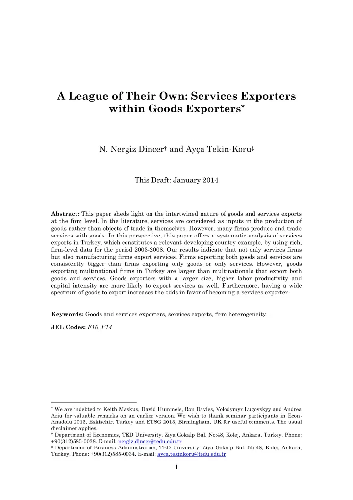 a league of their own services exporters within goods