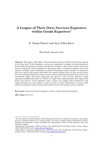 A League of Their Own: Services Exporters within Goods Exporters * N. Nergiz Dincer  and Aya