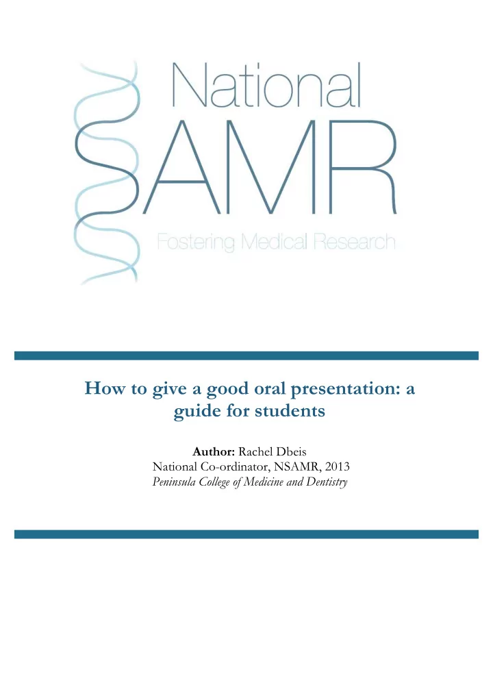 how to give a good oral presentation a