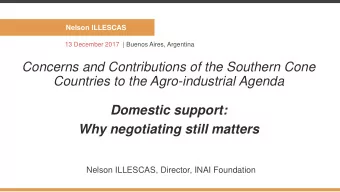 Countries to the Agro-industrial Agenda  Domestic support:  Why negotiating still matters  Nelson