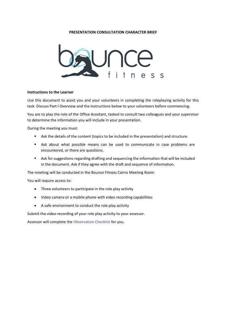 presentation consultation character brief instructions to