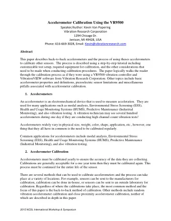 Accelerometer Calibration Using the VR9500  Speaker/Author: Kevin Van Popering  Vibration Research