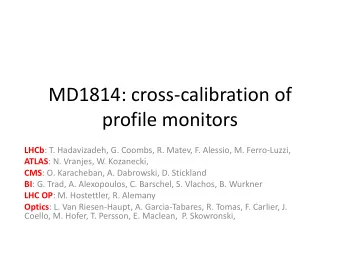 profile monitors LHCb : T. Hadavizadeh, G. Coombs, R. Matev, F. Alessio, M. Ferro-Luzzi, ATLAS : N.