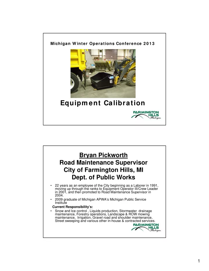 equipm ent calibration