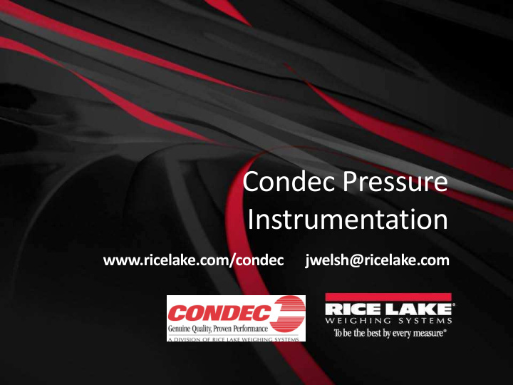 condec pressure instrumentation