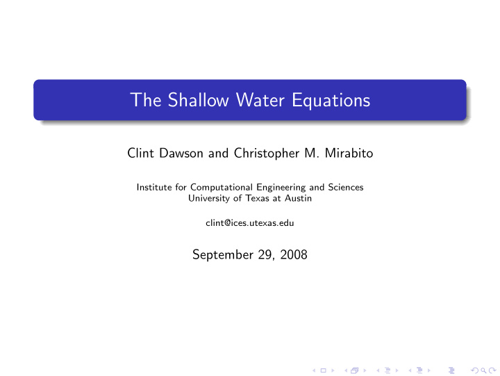 the shallow water equations