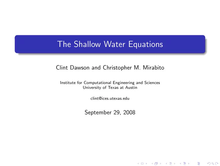 the shallow water equations