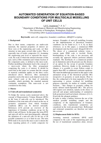 AUTOMATED GENERATION OF EQUATION-BASED  BOUNDARY CONDITIONS FOR MULTISCALE MODELLING  OF UNIT CELLS