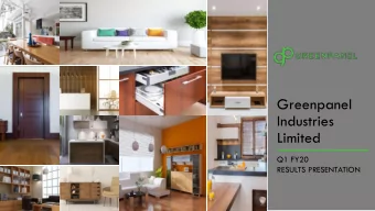 Greenpanel  Industries  Limited  Q1 FY20  RESULTS PRESENTATION  Disclaimer  Certain statements in