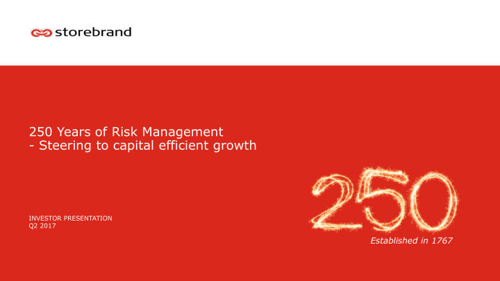 250 years of risk management steering to capital