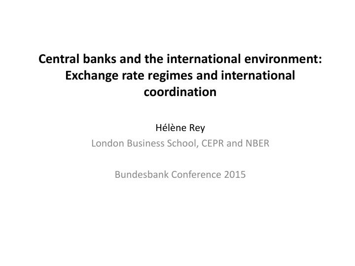 central banks and the international environment exchange