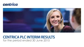 for the period ended 30 June 2015  This presentation does not constitute an invitation to