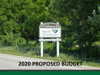 2020 PROPOSED BUDGET  Agenda  A Message from the Treasurer  2020 Service Highlights  Understanding