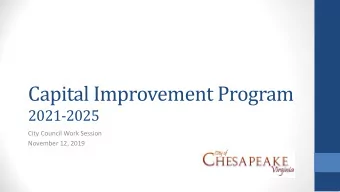 Capital Improvement Program  2021-2025  City Council Work Session  November 12, 2019  Discussion