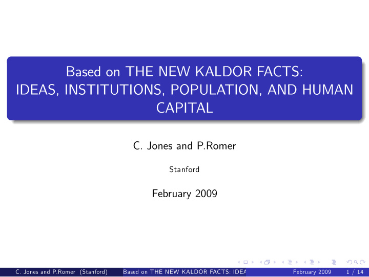 based on the new kaldor facts ideas institutions