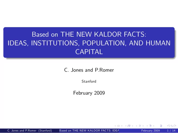 based on the new kaldor facts ideas institutions