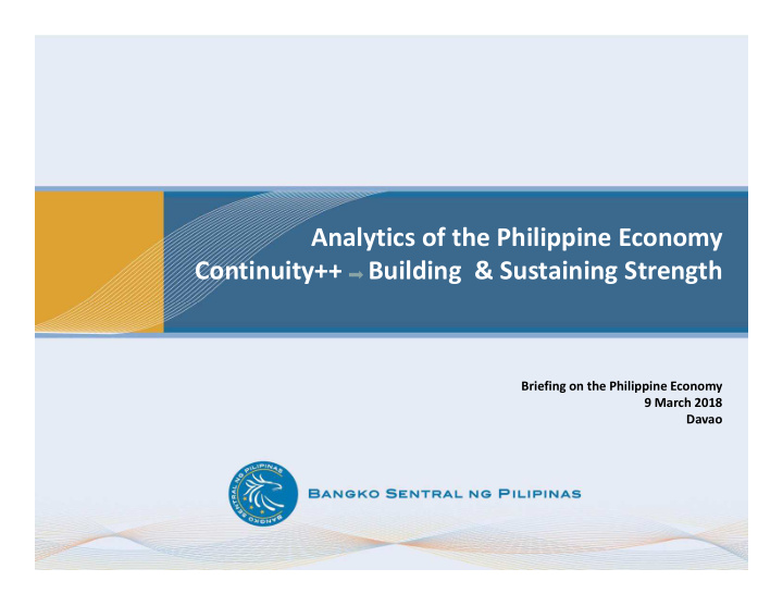 analytics of the philippine economy continuity building