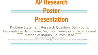 AP Research  Poster  Presentation  Problem Statement, Research Question, Definitions,