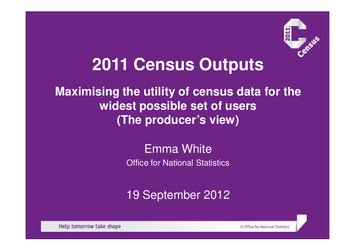 2011 census outputs