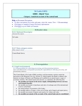 Sri Lanka (LKX)  SDDS - DQAF View  Category: Analytical accounts of the central bank  SDDSKey Help