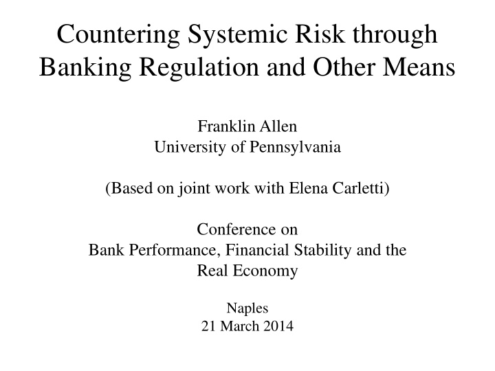 countering systemic risk through
