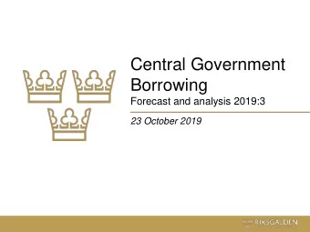 Borrowing  Forecast and analysis 2019:3  23 October 2019 The Debt Offices assignment  Financial