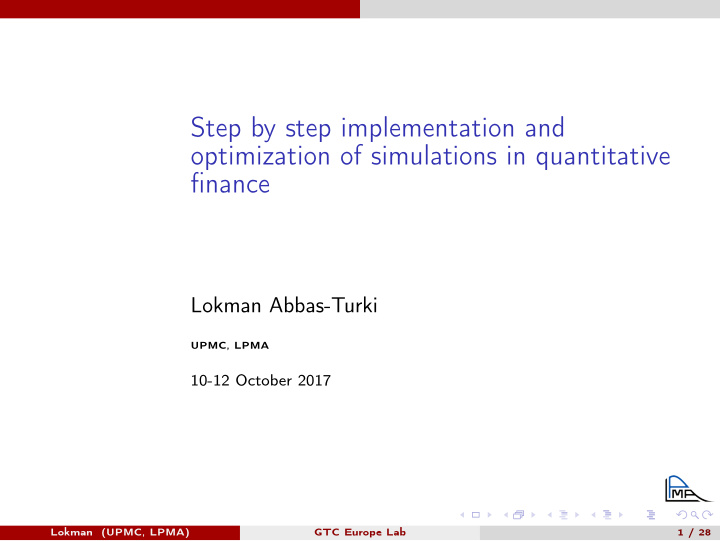 step by step implementation and optimization of