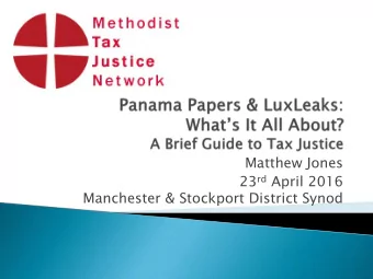 Manchester &amp; Stockport District Synod  The Methodist Tax Justice Network was set up  in 2012