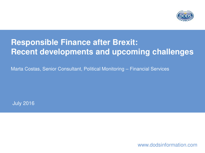 responsible finance after brexit