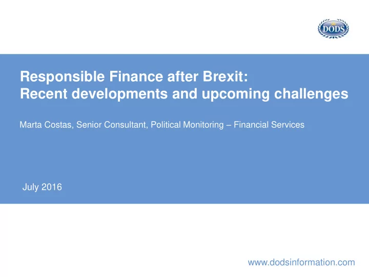 responsible finance after brexit