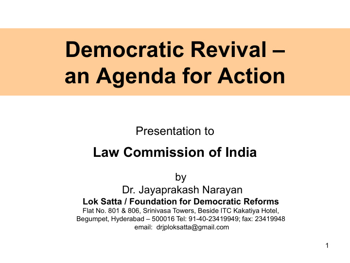 democratic revival an agenda for action