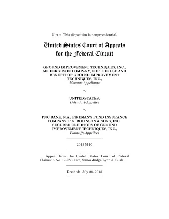 United States Court of Appeals  for the Federal Circuit  ______________________ GROUND IMPROVEMENT