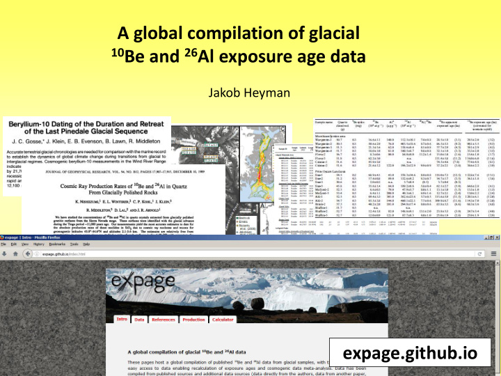 a global compilation of glacial 10 be and 26 al exposure