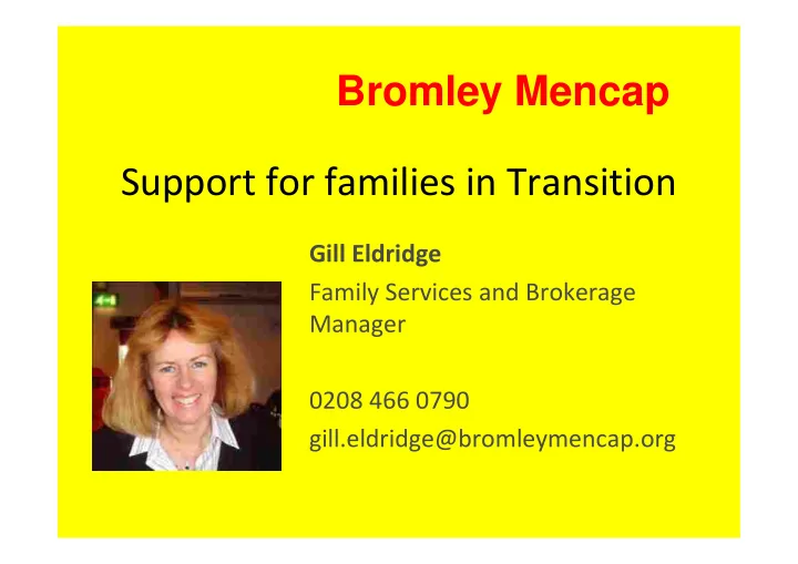 bromley mencap support for families in transition