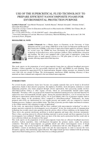 USE OF THE SUPERCRITICAL FLUID TECHNOLOGY TO  PREPARE EFFICIENT NANOCOMPOSITE FOAMS FOR