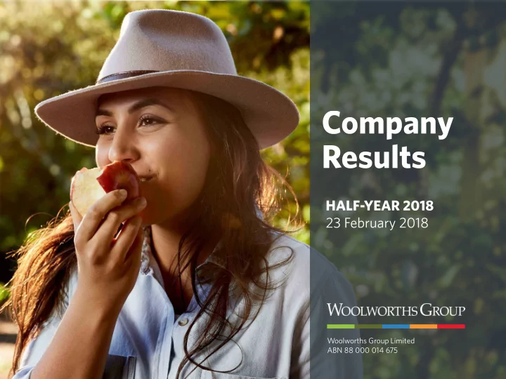 woolworths group limited abn 88 000 014 675