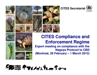 CITES Compliance and  Enforcement Regime  Expert meeting on compliance with the  Nagoya Protocol to