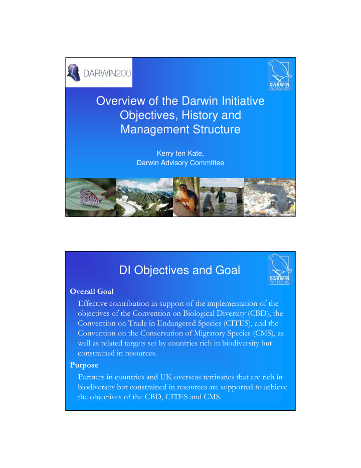 overview of the darwin initiative objectives history and