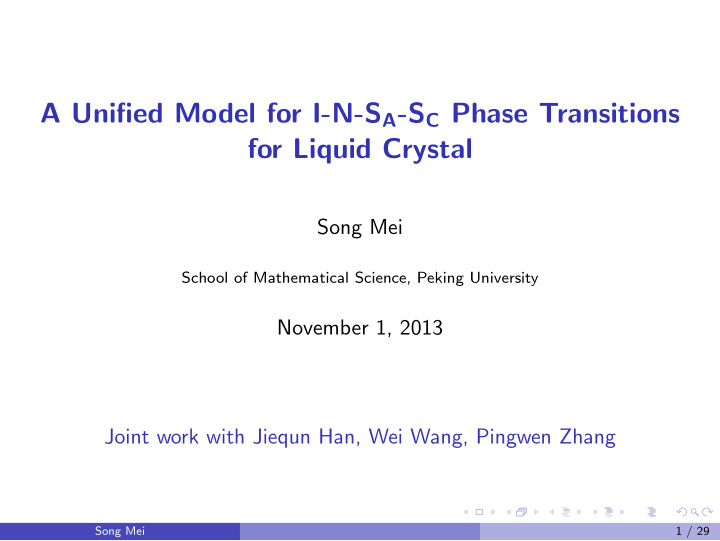 a unified model for i n s a s c phase transitions for