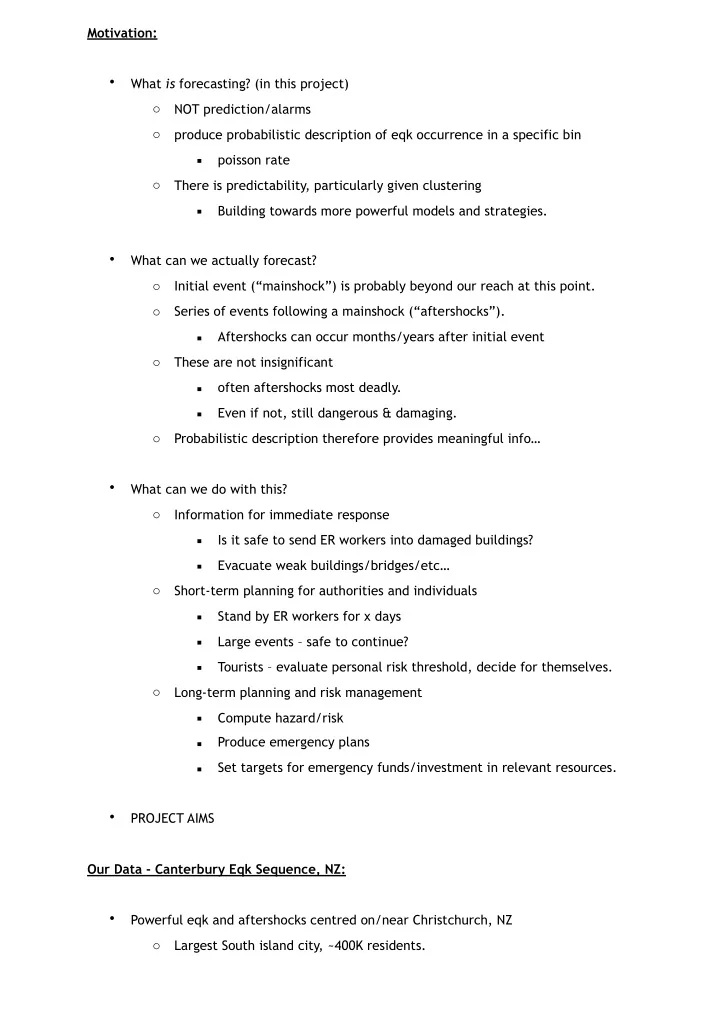 motivation what is forecasting in this project o not