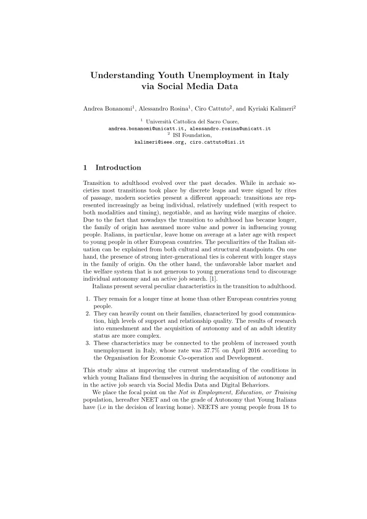 understanding youth unemployment in italy via social