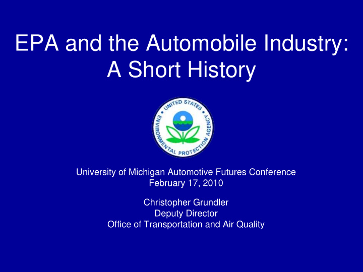 epa and the automobile industry a short history